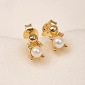 Gümüş Küpe - 925 Ayar Gümüş İnci Modelli Küpe - 6