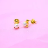 Gümüş Küpe - 925 Ayar Gümüş İnci Modelli Küpe - 4