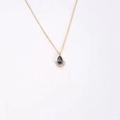 Gümüş Kolye - 0.50 Karat Mistik Topaz Damla Ay Tasarım Doğal Taşlı 925 Ayar Gümüş Kolye thumbnail 4