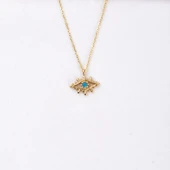 Gümüş Kolye - Firuze Taşlı Göz Tasarım 925 Ayar Gümüş Kolye-Minimal Göz Şık Tasarım Gümüş Kolye - 4