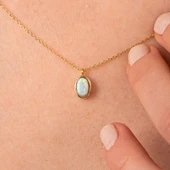 Gümüş Kolye - Opal Oval Taşlı 925 Ayar Gümüş Kolye - 3