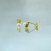 Gümüş Küpe - 925 Ayar Gümüş İnci Modelli Küpe - 5