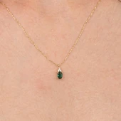 Gümüş Kolye - Zümrüt Oval Taşlı 925 Ayar Gümüş Kolye - 6