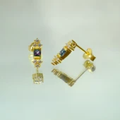 Gümüş Küpe - Kadın Prenses Kesim Mistik Topaz Taşlı Minimal Tasarım 925 Ayar Gümüş Küpe - 1