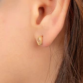 Gümüş Küpe - 925 Ayar Gümüş Oval Taşlı Tasarım Küpe - 4