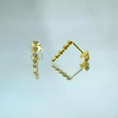 Gümüş Küpe - 925 Ayar Sıra Taşlı Modern Tasarım Zirkon Taşlı Gümüş Küpe - 2