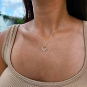 Gümüş Kolye - Simenta Yarım Ay Taşlı Modern Tarz 925 Ayar Gümüş Kolye - Ay Taşlı Hediyelik Kolye thumbnail 6