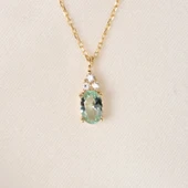 Gümüş Kolye - 1.50 Ct Nano Peridot Pırlanta Montürü Gümüş Kolye - Hediyelik Pırlanta Montürü Kolye - 2