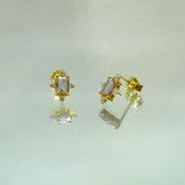 Gümüş Küpe - Kadın Octagon Kesim Zultanit (Renk Değiştiren)Taşlı 0.95 Karat Pırlanta Montörü 925 Ayar Gümüş Küpe - 2