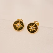 Gümüş Küpe - 925 Ayar Gümüş Kutup Yıldızı Taşlı Küpe - 4