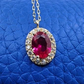 Gümüş Kolye - Lal Taşlı Vintage 925 Ayar Gümüş Kolye-Lal Taşlı Divarane Taşlı Hediyelik Gümüş Kolye - 9