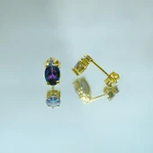 Gümüş Küpe - 1.10 Karat Mistik Topaz Oval Taşlı 925 Ayar Gümüş Küpe - 3