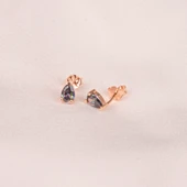 Gümüş Küpe - 925 Ayar Gümüş Damla Desenli Mistik Topaz Taşlı Küpe - 5