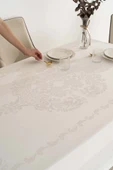 Jumbo Jakar Krem Sıvı İtici Leke Tutmaz Masa Örtüsü 160x220 cm thumbnail 7
