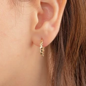 Gümüş Küpe - 925 Ayar Gümüş Bal Peteği Modelli Altıgen Küpe - 2