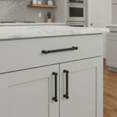 Talas Tırtıklı Siyah Renk 256 mm Metal Kulp Kapak Kulpu Modern Mobilya Çekmece Dolap Kulpları thumbnail 3