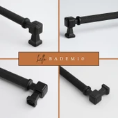Talas Tırtıklı Siyah Renk 256 mm Metal Kulp Kapak Kulpu Modern Mobilya Çekmece Dolap Kulpları thumbnail 5