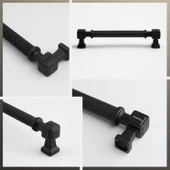 Talas Tırtıklı Siyah Renk Metal Kulp 320 mm Kapak Kulpu Modern Mobilya Çekmece Dolap Kulpları thumbnail 6