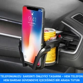 Polham Araç Telefon ve Bardak Tutucu – Sallanmayı Engeller, Ayarlanabilir Yapı, Havalandırma Izgarası Montajlı thumbnail 3