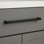 Talas Tırtıklı 288 mm Siyah Renk Metal Kulp Kapak Kulpu Modern Mobilya Çekmece Dolap Kulpları thumbnail 2