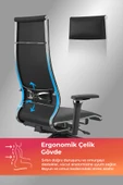 Metta Samurai Ergonomik Koltuk | Bel Destekli, Tekerlekli, Siyah, Deri Yönetici Koltuğu -50A.F.1.62 thumbnail 2