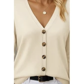 Lucky Life Uzun Kollu önü Düğmeli Kısa Hırka - 3