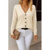 Lucky Life  Uzun Kollu önü Düğmeli Kısa Hırka - 2