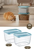 2’li Evcil Hayvan Mama ve Kum Kovası Seti, Kapaklı Kedi Köpek Mama ve Kum Saklama Kabı Kutusu 6lt thumbnail 1