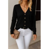 Lucky Life Uzun Kollu önü Düğmeli Kısa Hırka - 2