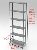 6 Katlı Tekerlekli Galvaniz Çelik Raf - Depo, Arşiv, Kiler, Dosya, Market Rafı  43x60 cm 150 cm 1.50 mm thumbnail 2