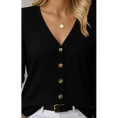 Lucky Life Uzun Kollu önü Düğmeli Kısa Hırka - 3