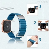 TechnoGuru ​​​Apple Watch 40mm Kordon Şık Manyetik Tokalı PU Deri Strap Kayış KRD78 thumbnail 2