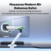 NPO STD93012LW Elysium  17"-45" Profesyonel Gaming RGB Amortisörlü VESA Tek Kol Monitör Tutucu thumbnail 2
