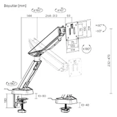 NPO STD93012LW Elysium  17"-45" Profesyonel Gaming RGB Amortisörlü VESA Tek Kol Monitör Tutucu thumbnail 7