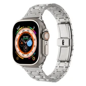 TechnoGuru Apple Watch 7 45mm Kordon Şerit Tasarımlı Klipsli Metal KRD83 thumbnail 2