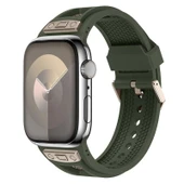 TechnoGuru Apple Watch 7 45mm KRD117 Hava Alabilen Delikli Metal Süslemeli Desenli Silikon Kordon thumbnail 1