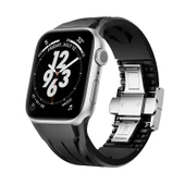 TechnoGuru Apple Watch 7 45mm Kordon Metal Tokalı Kesilebilir Silikon KRD127 - 1