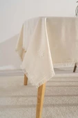 Silvio Krem Güpür Çiçekli Masa Örtüsü 160x220 cm thumbnail 4