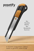 POŞETİFY 18 mm Otomatik Kilitli Maket Bıçağı – Çevre Dostu ve Ergonomik Tasarım thumbnail 5