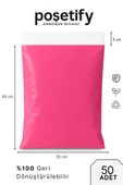 POŞETİFY Pembe Cepsiz Kargo Poşeti 35X50x5 cm | 50 Adet | E-Ticaret Poşeti | Yapışkan Bantlı Kargo Zarfı thumbnail 1