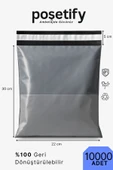 POŞETİFY Cepli Kargo Poşeti 22x30x5 cm | 10000 Adet | E-Ticaret Poşeti | Gri | Yapışkan Bantlı Kargo Zarfı thumbnail 1