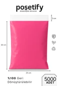 POŞETİFY Pembe Cepsiz Kargo Poşeti 25X30x5 cm | 5000 Adet | E-Ticaret Poşeti | Yapışkan Bantlı Kargo Zarfı thumbnail 1