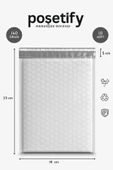 POŞETİFY Balonlu Beyaz Kargo Poşeti 18x23+5 cm | 140 gr Bantlı Patpatlı Kargo Poşeti | 10’li E-Ticaret Poşeti thumbnail 1