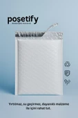 POŞETİFY Balonlu Beyaz Kargo Poşeti 18x23+5 cm | 140 gr Bantlı Patpatlı Kargo Poşeti | 10’li E-Ticaret Poşeti thumbnail 3