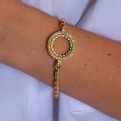 Çeyrek  Altın Çerçeve Bileklik Çelik Altın Kaplama Burgu Model BLK-1074 thumbnail 2