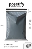 POŞETİFY Balonlu Gri Kargo Poşeti 24X30+5 cm | 200 Adet | Bantlı Patpatlı Kargo Poşeti | Balonlu Naylon Torba thumbnail 1