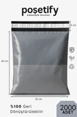 POŞETİFY Cepli Kargo Poşeti 35x45x5 cm | 2000 Adet | E-Ticaret Poşeti | Gri | Yapışkan Bantlı Kargo Zarfı thumbnail 1