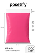 POŞETİFY Pembe Cepsiz Kargo Poşeti 35X50x5 cm | 1000 Adet | E-Ticaret Poşeti | Yapışkan Bantlı Kargo Zarfı thumbnail 1