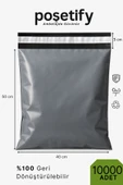 POŞETİFY Cepsiz Kargo Poşeti 40x50x5 cm | 10000 Adet | E-Ticaret Poşeti | Gri | Yapışkan Bantlı Kargo Zarfı thumbnail 1