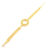 Yarım Altın Çerçeve Bileklik Çelik Altın Kaplama İşlemeli Figaro Model BLK-1102 thumbnail 4